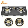 Wholesale Indian Style Gas Range,Indoor Portable Triple 3 Burner Tempered Glass Gas Cookers Stove Price