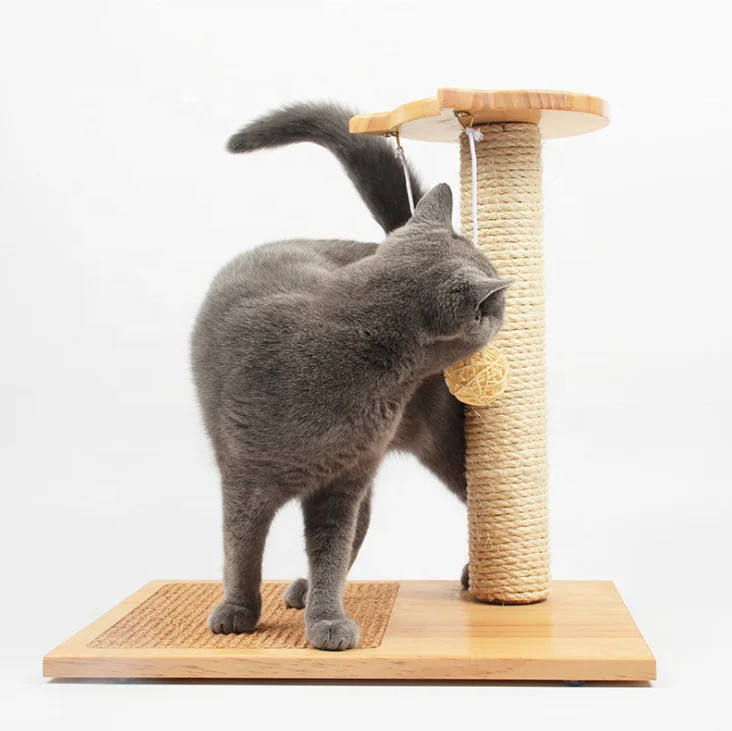 

Pet Supplier 3 in 1 Cat Scratching Sisal Cat Scratcher Post with Toy Ball, Natural as picture