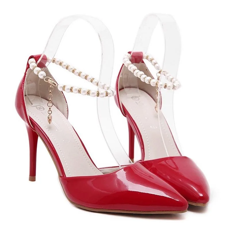 Hot! 2015 Fashion Beads Red Sexy Women Sandals High Heel Ladies Pumps Shoes Woman Sandalias Mujer Sandales Femme Summer style