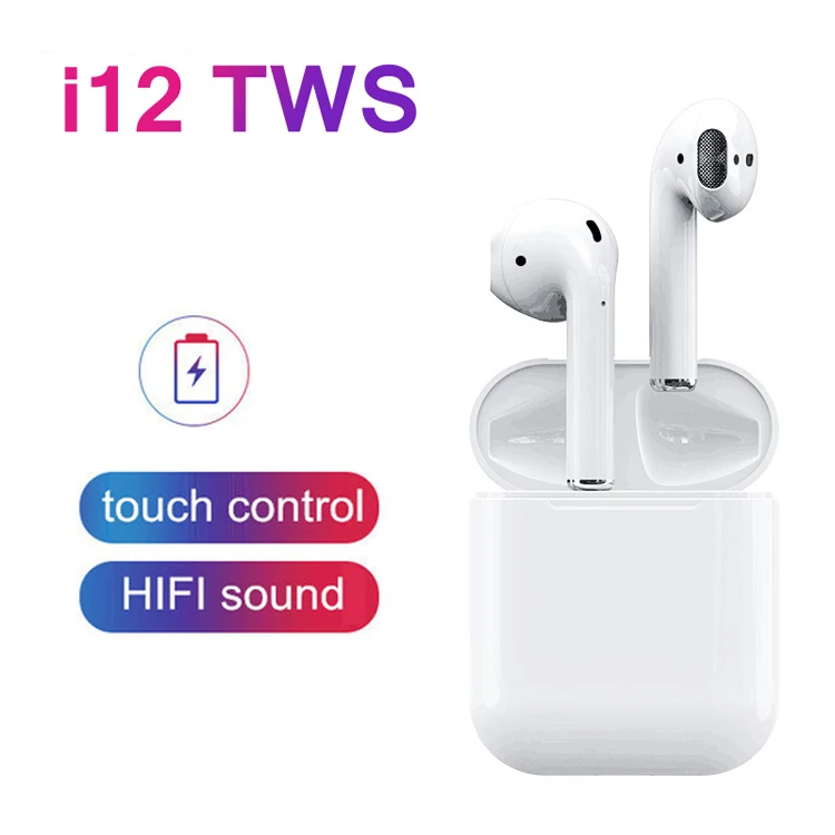 wholesale price i12 tws earphone headset 5.0 earbuds i12 hands free portable wireless headphones - ANKUX.COM
