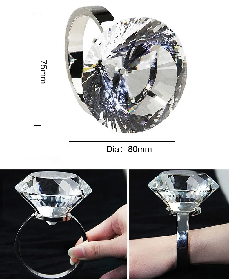 wholesale custom crystal diamond ring for wedding cenpiece glass