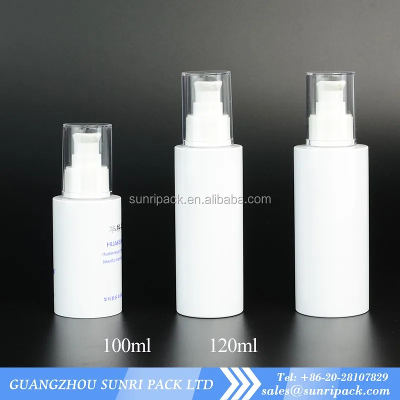 100ml 120ml lotion plastic bottle for serum, lotion PET bottle with pump dispenser and cover