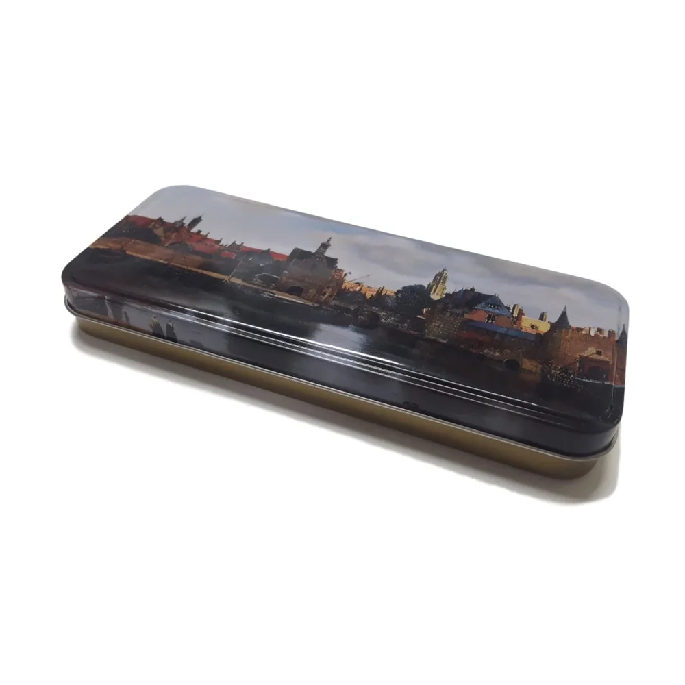 Rectangular pencil case / custom printed metal pencil tin box / stationary pencil case tin