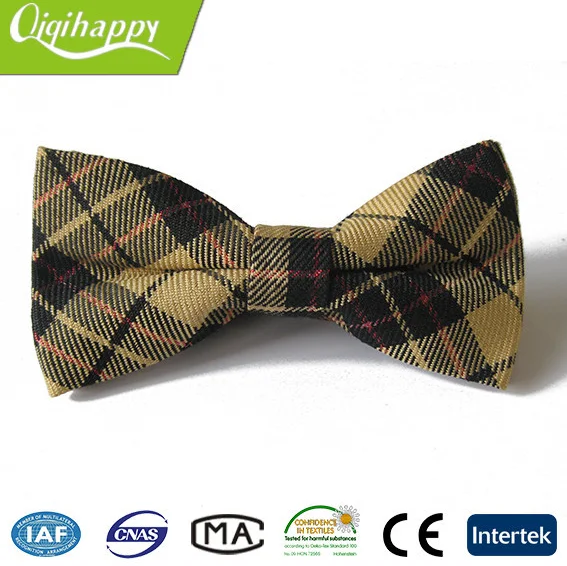 British style cotton mens check fabric pattern flashing pre-tied bow ties