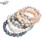 9-10mm baroque shape women elastic freshwater natural pearl bracelet and bangle