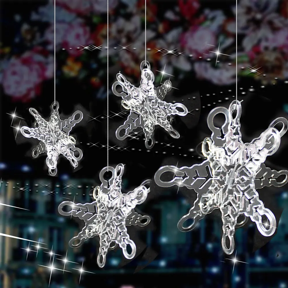 Espelhos de acrílico Decoração de Natal Decoração Da Árvore de Natal Ornamento 3D Espelho Do Floco De Neve
