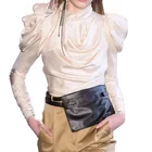 MOLI Satin Women's Shirts Blouse Women Puff Long Sleeve Lace Up Big Sizes Tops Female Autumn Fashion Clothing 2019 New