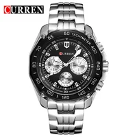

CURREN 8077 Men Quartz Watch Sliver Steel Strap and Black Dial Men Wristwatch Fashion Casual Business elojes hombre Watches
