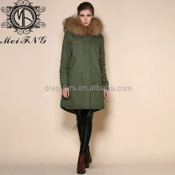 Winter warm strip faux fur parka women fur trim hooded jacket