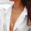 Hot Bohemian Zinc Alloy Layer Necklaces Gold Color With Glass Bead Long Necklace For Women Multilayer Choker Jewelry