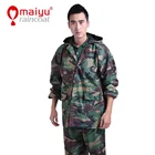 Maiyu small MOQ waterproof hooded polyester/PVC long raincoat