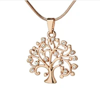 

Life tree Pendant Necklace Women Jewelry Fashion 2019 Crystal Rose Gold Statement Necklaces & Pendants Christmas Gifts Bijoux