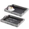 Rustic Chalkboard Surface Nesting Breakfast Wood Serving Trays with Decorative Handles