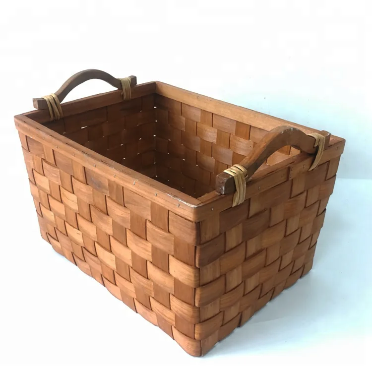 light brown set of three woodenchip basket for storage