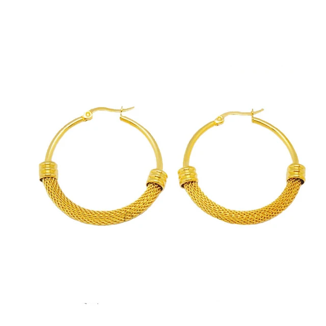 wholesale superstar accessories circle round stainless steel gold hoop earrings