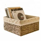 Handmade seagrass storage basket for home storage with liner