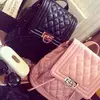 Large Capacity PU Leather Backpack bags of latest designs Pink and Black mesh Quilted Messenger backpack