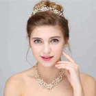 Handmade Crystal Necklace Earring Crown Silver Wedding Bridal Jewelry Set