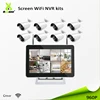 Hot promotion!Security cctv 8 channel wireless nvr kit HD 960P wifi screen ip bullet camera software easy installation ip66