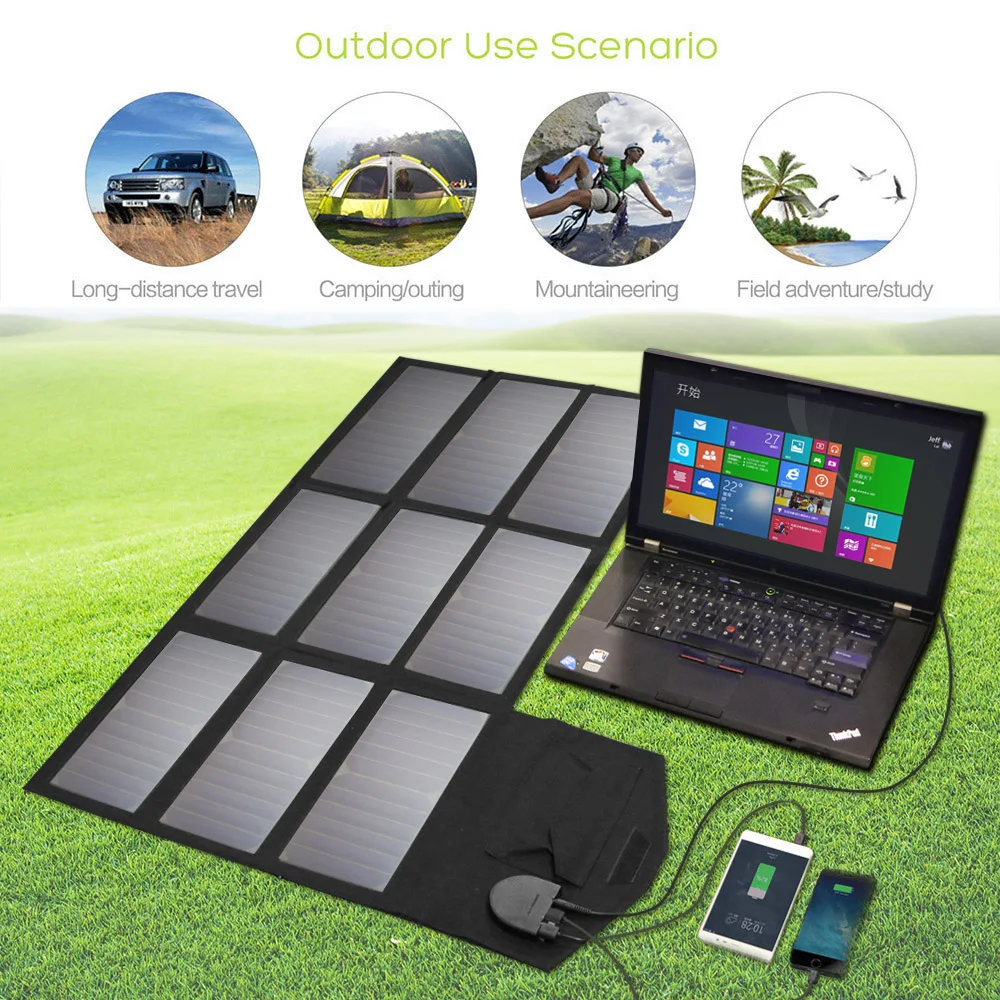Portable Flexilibity Foldable Solar Panel Charger 18V 60W USB DC Dual Output CellphoneLaptop Solar Chargers.jpg