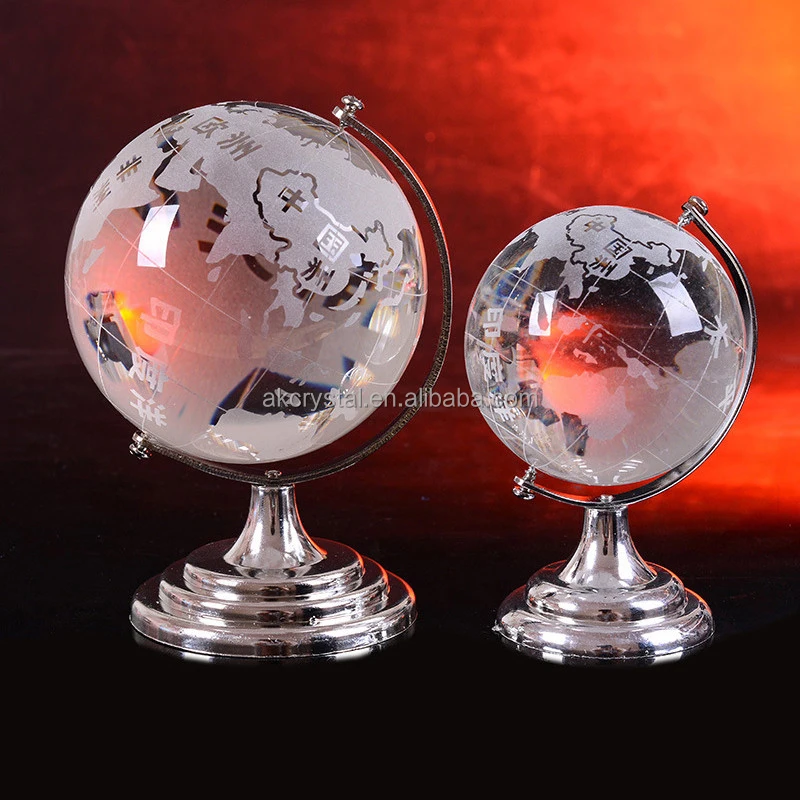 business gift, high quality  world map sandblast clear  crystal
