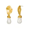2019 New Arrival collection matt gold plated hammered heart freshwater pearl earrings