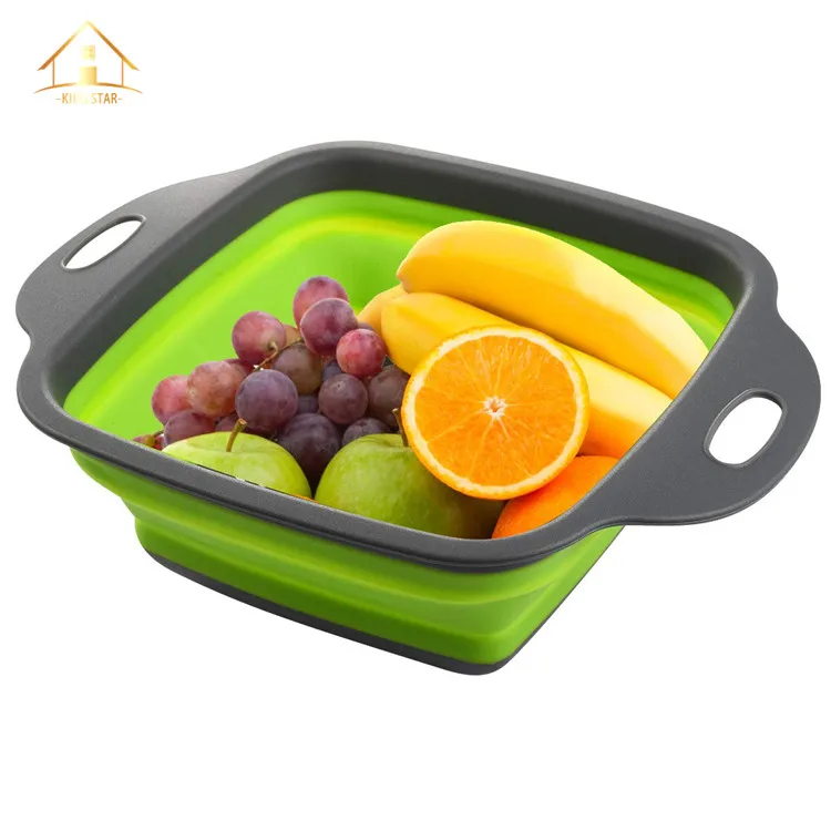 China wholesale custom kitchen draining basket over the sink silicone collapsible colander