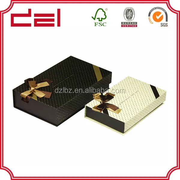 wholesale hard cardboard folding paper gift box with gift ribbo