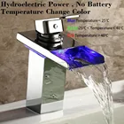 Waterfall Spout Bathroom Sink Faucet Mixer Tap LED Color Changing Faucet Light