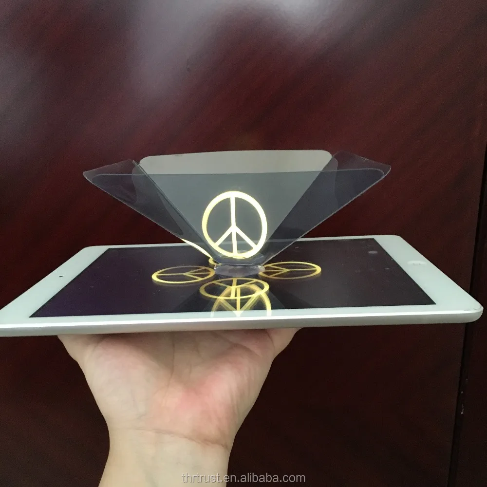 Smartphone projected 3d Holographic Display Pyramid Transparent Holographic Film Projector for tablet