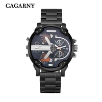 

Steel band custom chronograph watch CAGARNY Brand Big Dial Men's Luxury Watches Hot Sales quartz watches japan movt