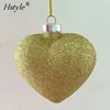 Gold Glitter Hanging Heart Shape Glass Baubles Ornaments for Wedding Decoration SD097