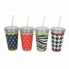 Customized Logo Couple Coffee Cup Drinking Tumbler Double Wall Vacuum Plastic Cup Insulation Cup