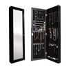 Black Wooden Mirrored Jewelry Cabinet Wall Mounted Storage Gift for Girl and Lady