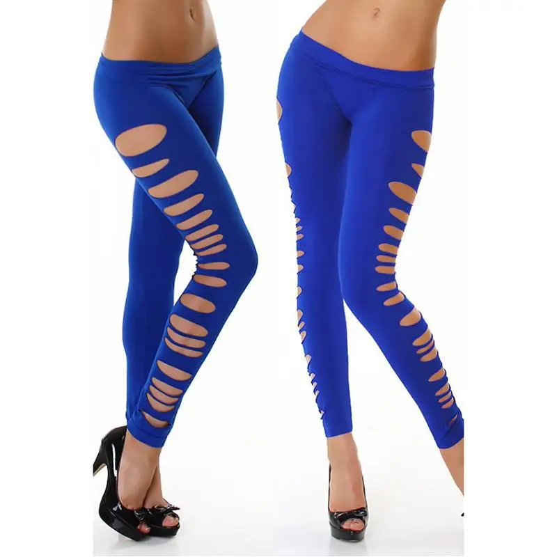 6 colors 2015 New Summer Solid Color Ripped Leggings Spandex Legging Sexy Women Slim Leggins Pant trousers free shipping 925