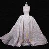Luxury sparkling soft sweetheart neckline fitted bodice puffy princess ball gown wedding dress lace