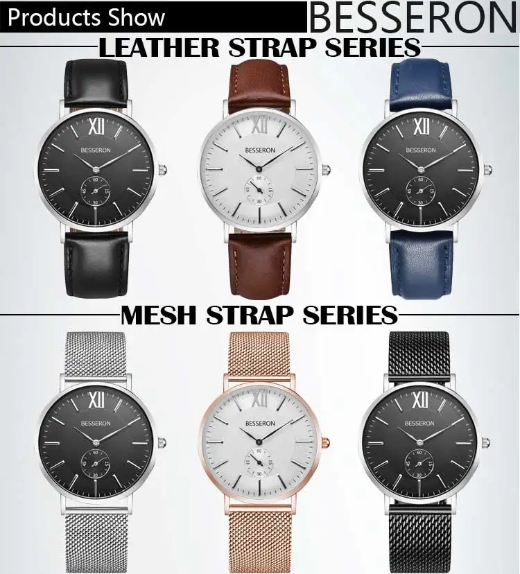 low moq factory price stainless steel case back leather watch