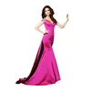 Color Customized Open Back Sexy Mermaid Evening Gowns Dresses Beading Cap Sleeve with Train
