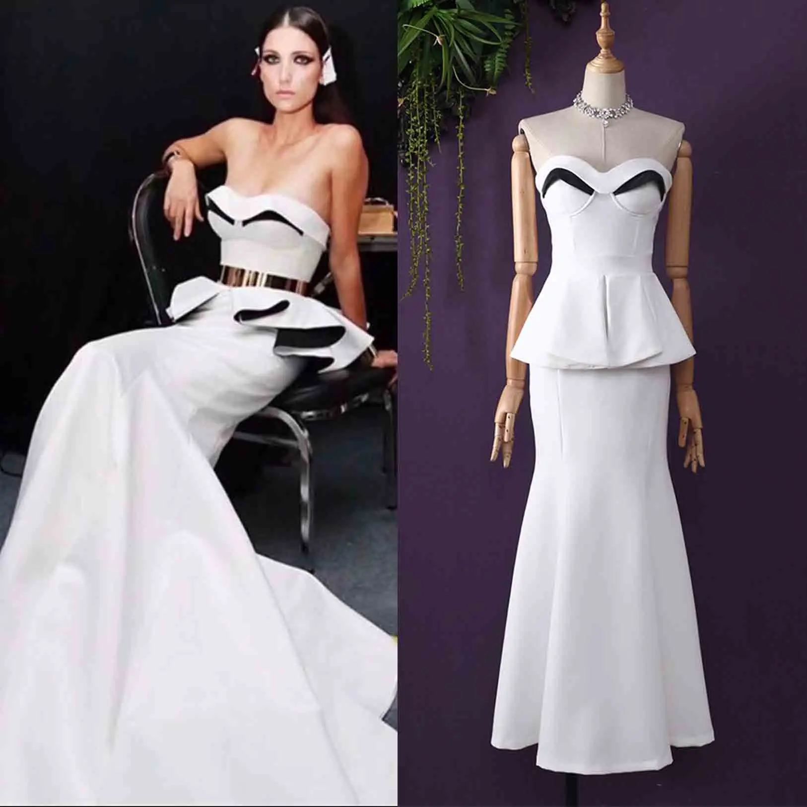 Full off shoulder white black Cocktail Dresses Party Outfit maix Dress A3118
Full off shoulder white black Cocktail Dresses Party Outfit maix Dress A3118