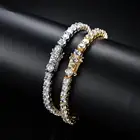 3mm 4mm 5mm Copper Zircon Tennis Chain Bracelet Hip hop Jewelry Gold Silver Material Men CZ Bracelet Iced Out B016