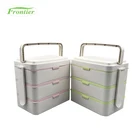 Reusable 3 layer wheat fiber unique lunch box set