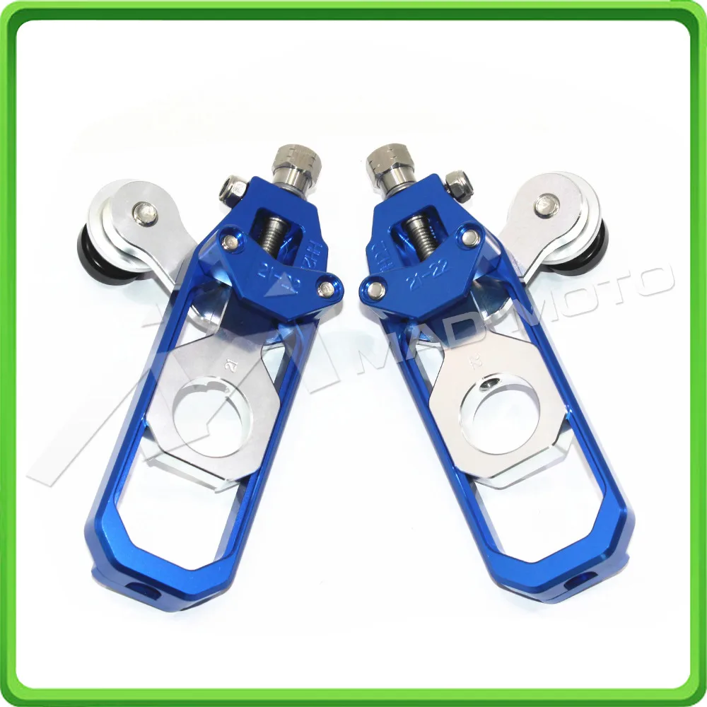 Motorcycle Chain Tensioner Adjuster with paddock bobbins for Kawasaki ninja ZX10R ZX-10R 2011 2012 2013 2014 2015 Blue&Silver (4)