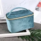 Portable Travel Makeup Bag Train Case Large Capacity Velvet Cosmetic Bag
