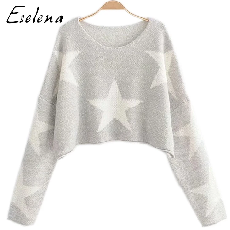 hot selling v-neck long sleeve women's sweater top Drop Shoulder Star Pattern Crop Sweater for ladies
hot selling v-neck long sleeve women's sweater top Drop Shoulder Star Pattern Crop Sweater for ladies