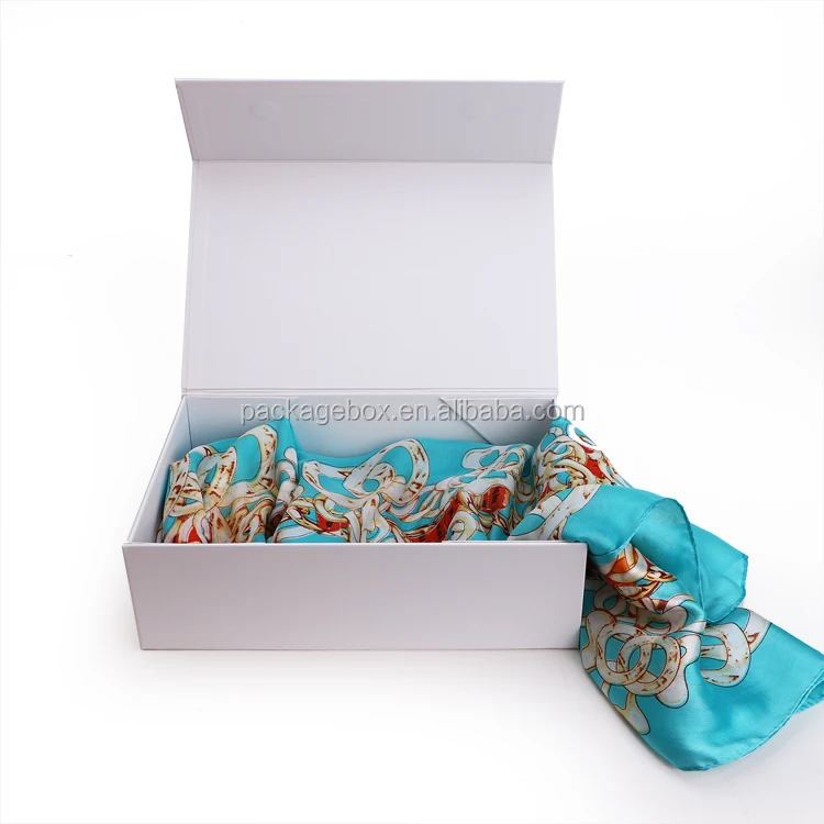 white sweater clothes magnetic foldable gift box with debossed