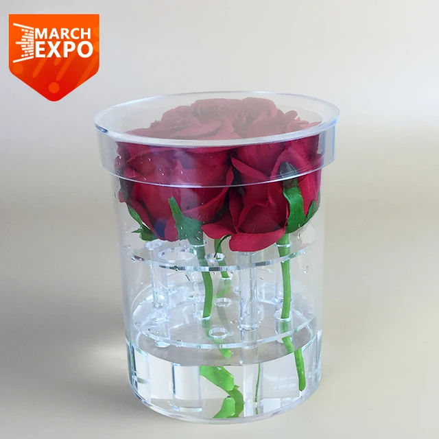 stand single display crystal clear preserved acrylic flower box