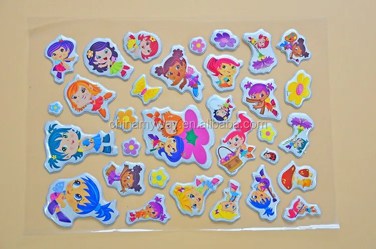 ホット販売泡装飾かわいいグリッター表面カスタム3d革ふくらんステッカー仕入れ・メーカー・工場