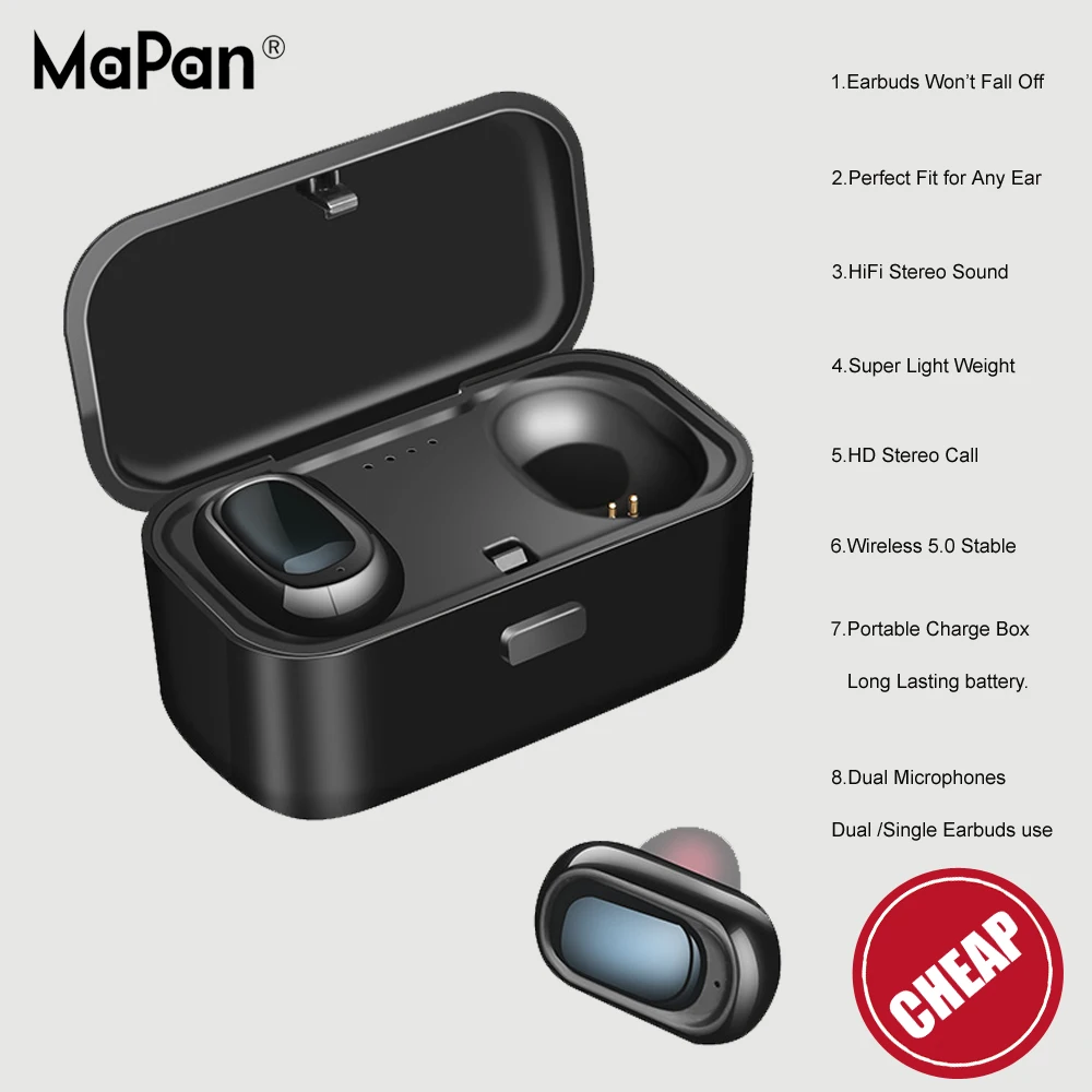 MaPan Cheap Free Shipping HD Call Stereo Music TWS Hifi Wireless Bluetooth earphone - ANKUX.COM
