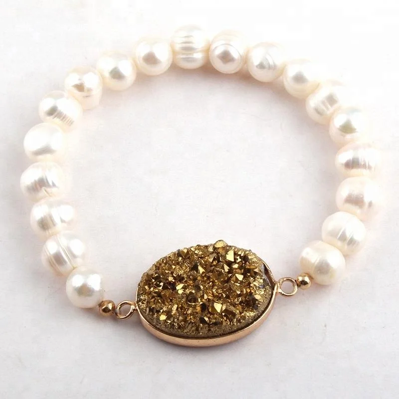 Fashion Women Stretch Natural Irregular Freshwater Pearl Bracelets Elastic Druzy Bracelet, 3 color
Fashion Women Stretch Natural Irregular Freshwater Pearl Bracelets Elastic Druzy Bracelet, 3 color