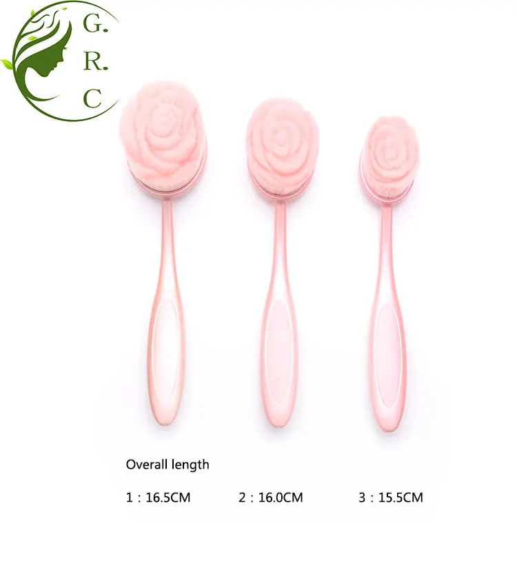 Pink Rose Flower Plastic Handle Face Cleansing brush